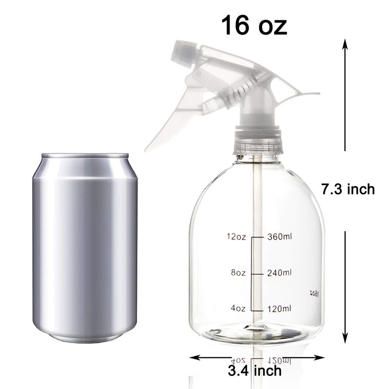 Youngever 6 Pack Empty Plastic Spray Bottles, Spray Bottles for Hair and Cleaning Solutions, 6 Pack 16 Ounce Bottles (White Sprayer) - Image 2