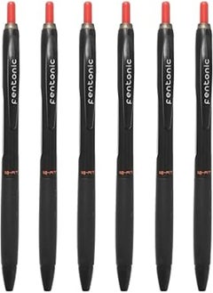 Pentonic B-Rt High Quality Retractable Ball Pen Pack of 6pcs 0.7mm Fine Point Red ink For Writing,School and Office - Black