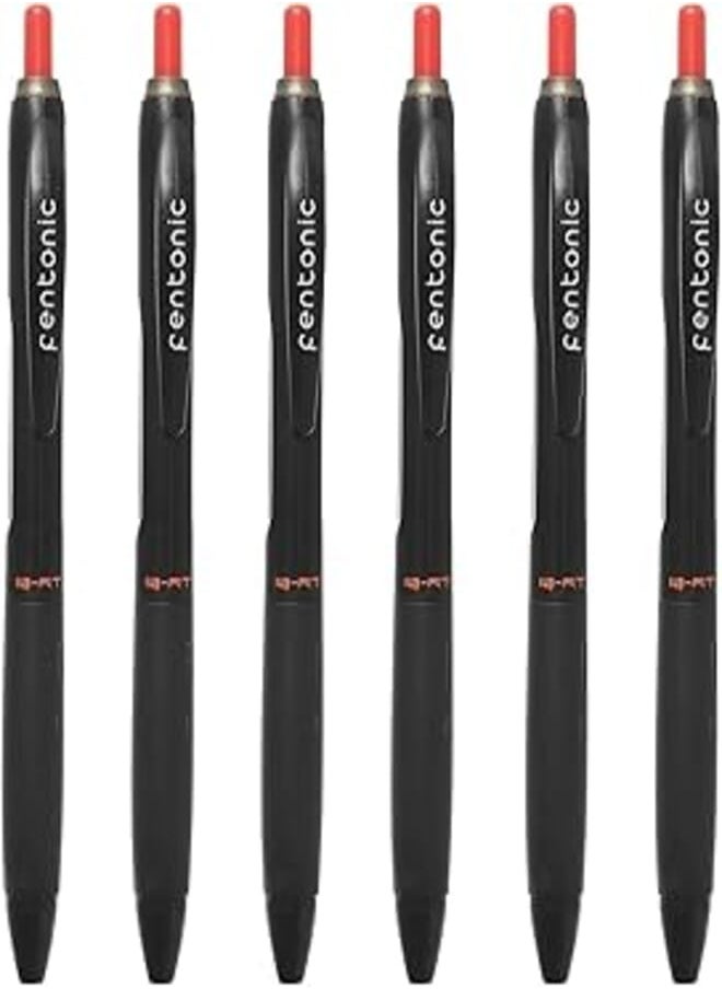 Pentonic - Pentonic B-Rt High Quality Retractable Ball Pen Pack of 6pcs 0.7mm Fine Point Red ink For Writing,School and Office - Black - Image 1
