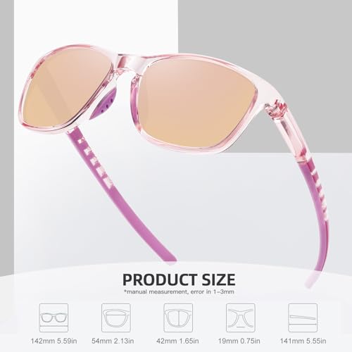 MEETSUN Polarized Sports Sunglasses for Women Men Driving Running Cycling Fishing Sun Glasses UV400 Protection Clear Pink Frame-Champagne Mirror Lens - Image 4