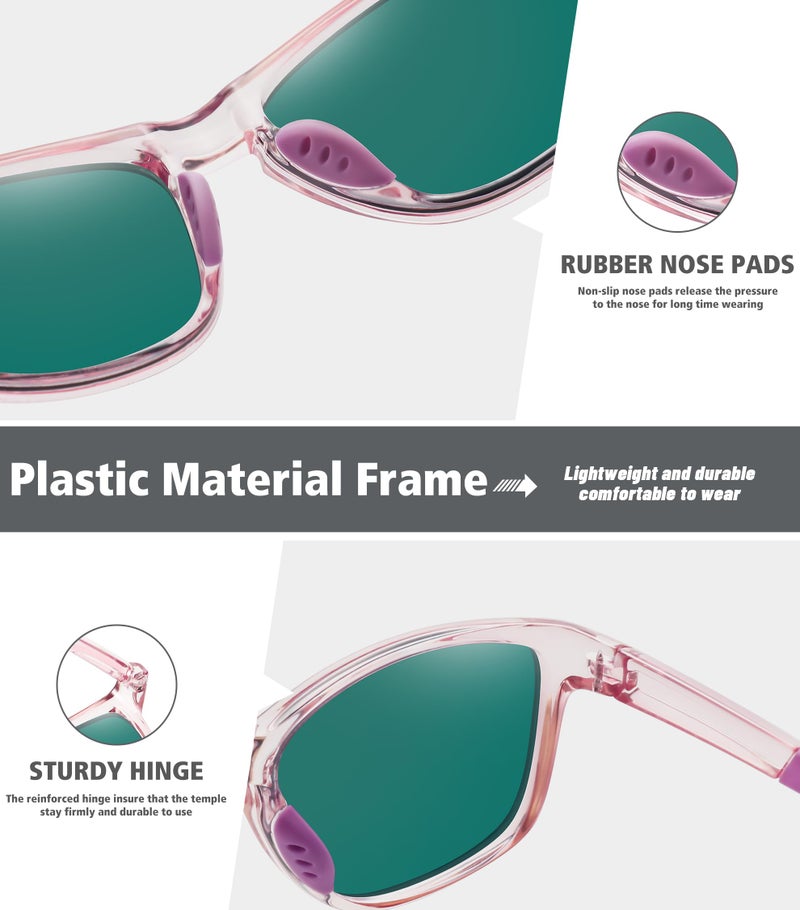 MEETSUN Polarized Sports Sunglasses for Women Men Driving Running Cycling Fishing Sun Glasses UV400 Protection Clear Pink Frame-Champagne Mirror Lens - Image 5