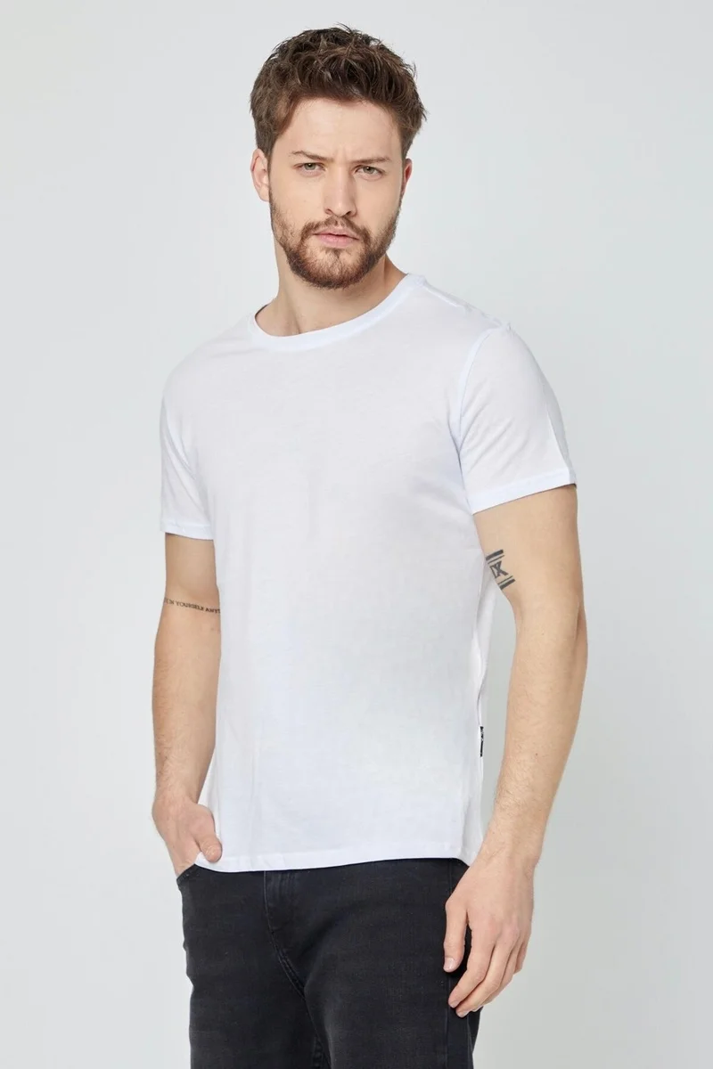 mmetalic Men's Multicolored T-Shirt Regular Fit Relaxed Cut Crew Neck 4-Piece Basic T-Shirt Pack
