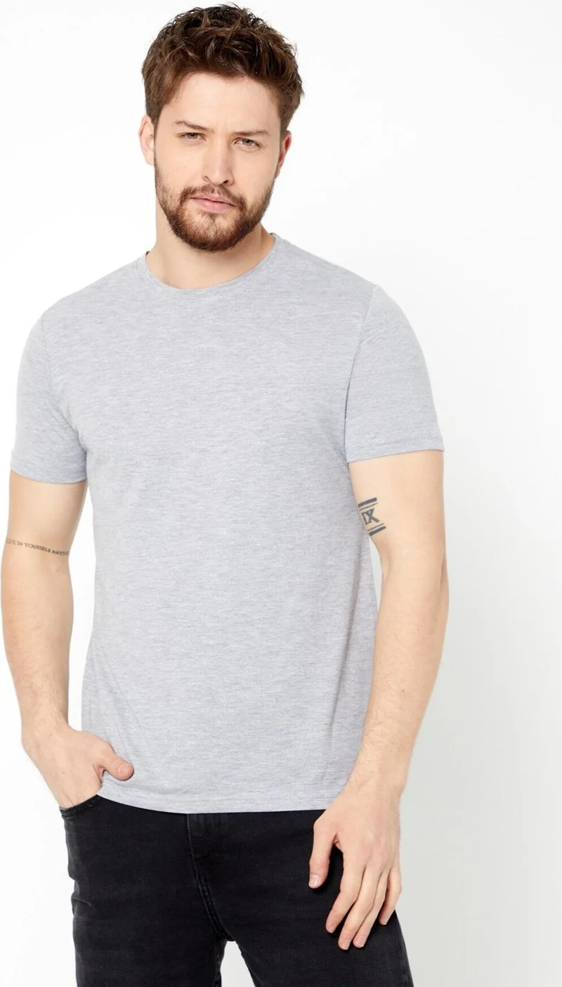mmetalic Men's Multicolored T-Shirt Regular Fit Relaxed Cut Crew Neck 4-Piece Basic T-Shirt Pack