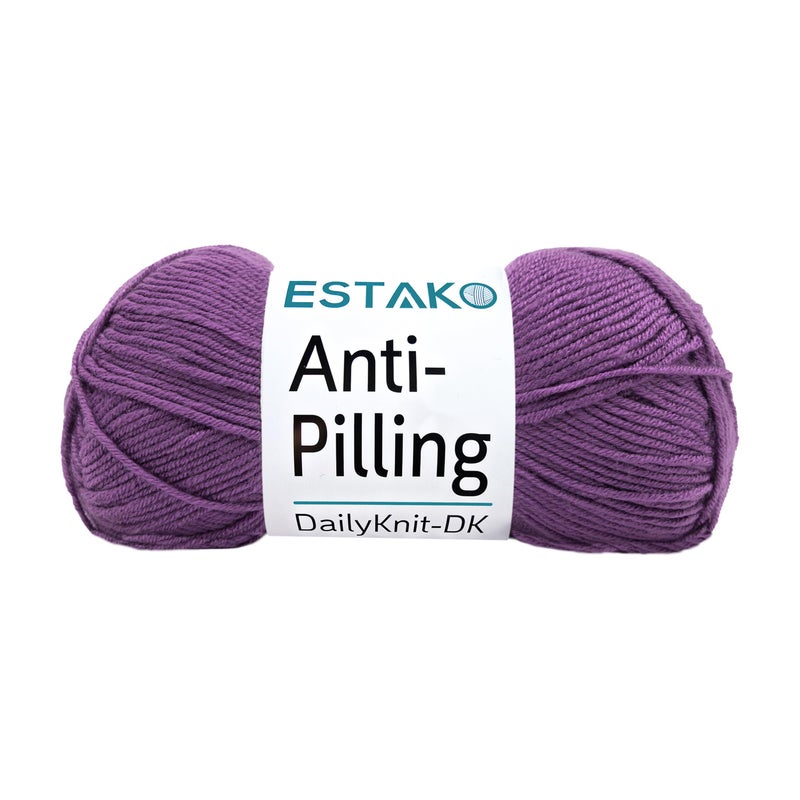 Estako DailyKnit-DK - 100% Anti-Pilling Acrylic Yarn - Soft DK Light Weight #3 - (3.52 oz / 273 Yds) - for Knitting & Crocheting (80060 - Purple) - Image 1