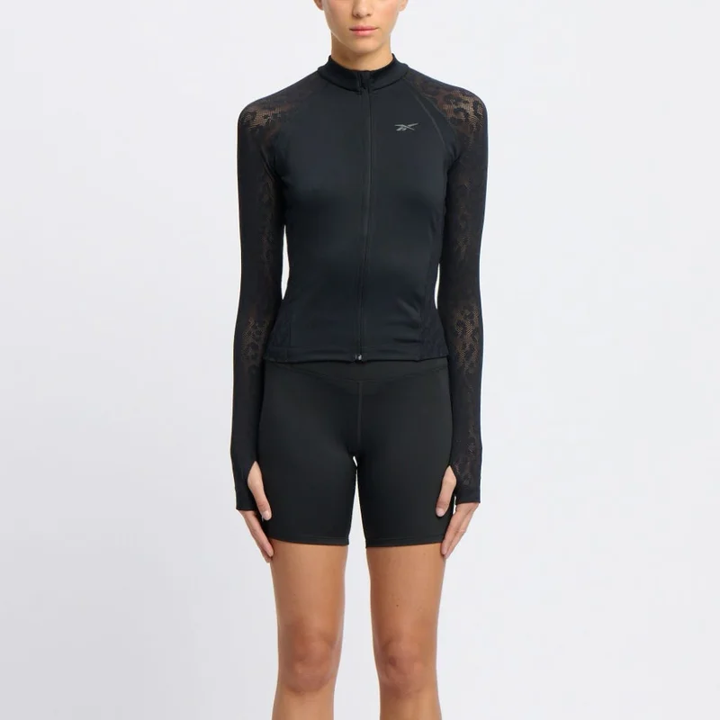 Reebok Mesh Zip-Up Women's T-Shirt In Black