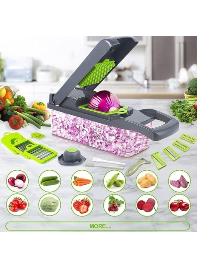 UBEdge 16-in-1 Vegetable Cutter & Chopper – Multifunction Kitchen Slicer Dicer with 8 Blades, Food Chopper with Container for Onion, Garlic & Vegetables - Image 2