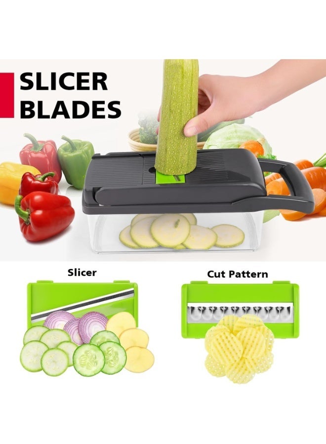 UBEdge 16-in-1 Vegetable Cutter & Chopper – Multifunction Kitchen Slicer Dicer with 8 Blades, Food Chopper with Container for Onion, Garlic & Vegetables - Image 3
