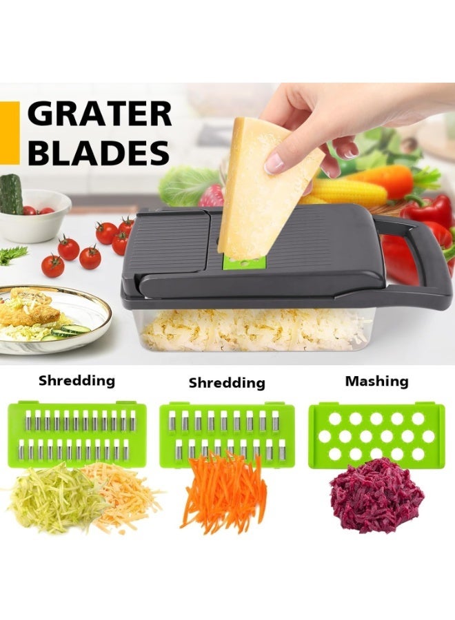 UBEdge 16-in-1 Vegetable Cutter & Chopper – Multifunction Kitchen Slicer Dicer with 8 Blades, Food Chopper with Container for Onion, Garlic & Vegetables - Image 4