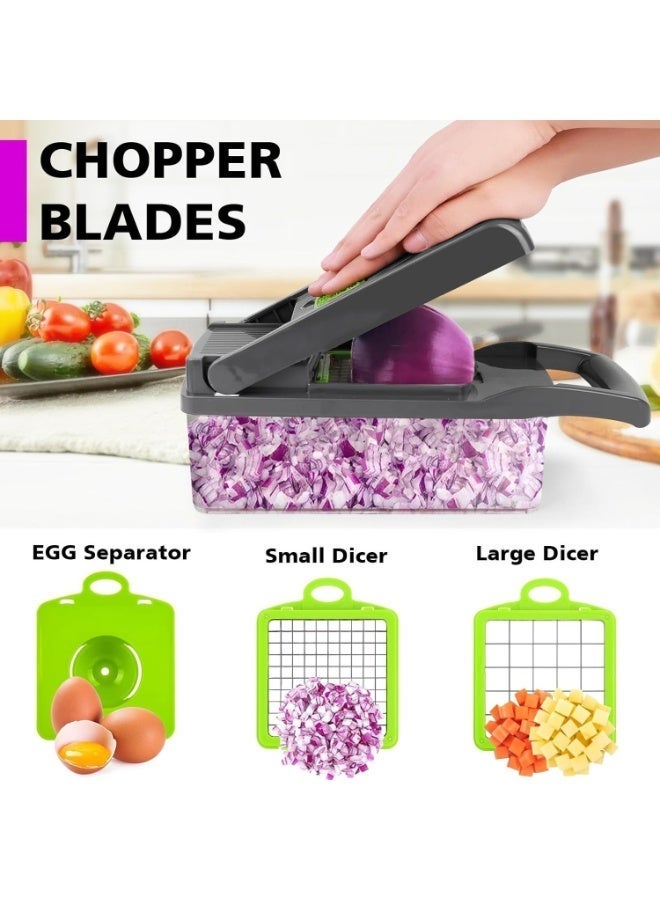 UBEdge 16-in-1 Vegetable Cutter & Chopper – Multifunction Kitchen Slicer Dicer with 8 Blades, Food Chopper with Container for Onion, Garlic & Vegetables - Image 5
