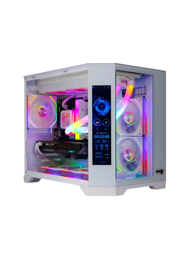 Spear Pc Gaming Pro – Intel i5-14400F, RTX 5060 8GB Triple-Fan, 32GB DDR5, 1TB NVMe SSD 3300MB/s, 600W PSU, 360mm ARGB Water Cooler, ATX Case 6 ARGB Fans, Corner LCD Screen, Windows 11 Pro White - Image 1