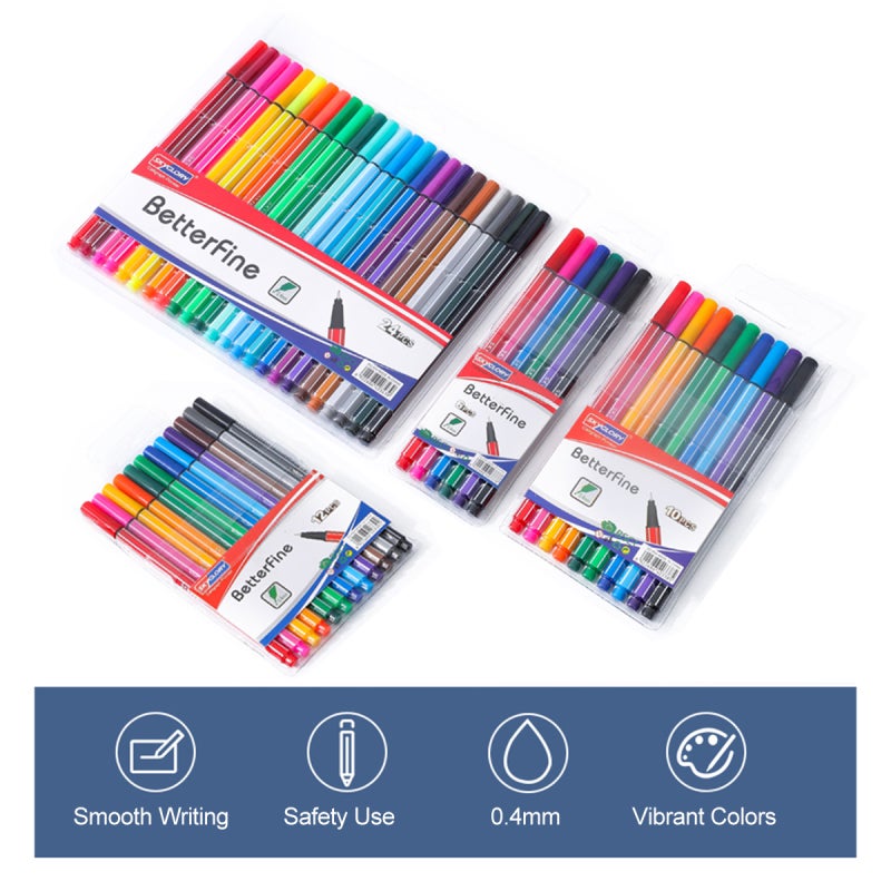 Fine Liner Drawing Pens: 6 Vibrant Colors 0.4mm Fine Point - Smooth Ink Ergonomic Hexagonal Grip for Artists, Students, Professionals, Journaling, Detailed Sketching - Image 2