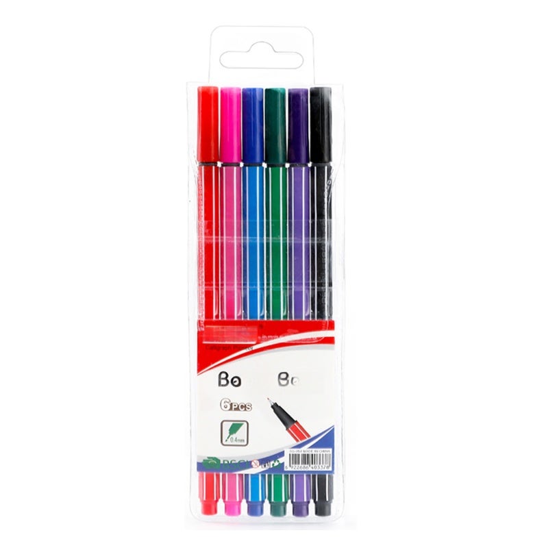 Fine Liner Drawing Pens: 6 Vibrant Colors 0.4mm Fine Point - Smooth Ink Ergonomic Hexagonal Grip for Artists, Students, Professionals, Journaling, Detailed Sketching - Image 1