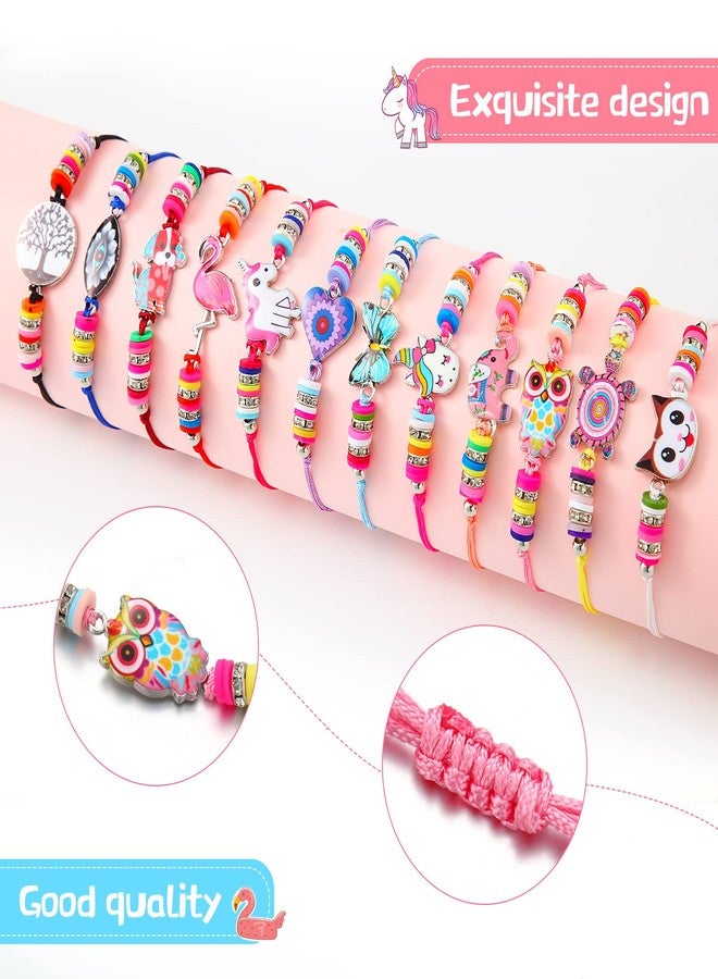 Sureio 24 Pcs Little Girl Jewelry Set Kids Unicorn Necklace Cute Woven Bracelet Ring for Girls Pretend Dress up Party Favor (Vivid Style) - Image 5