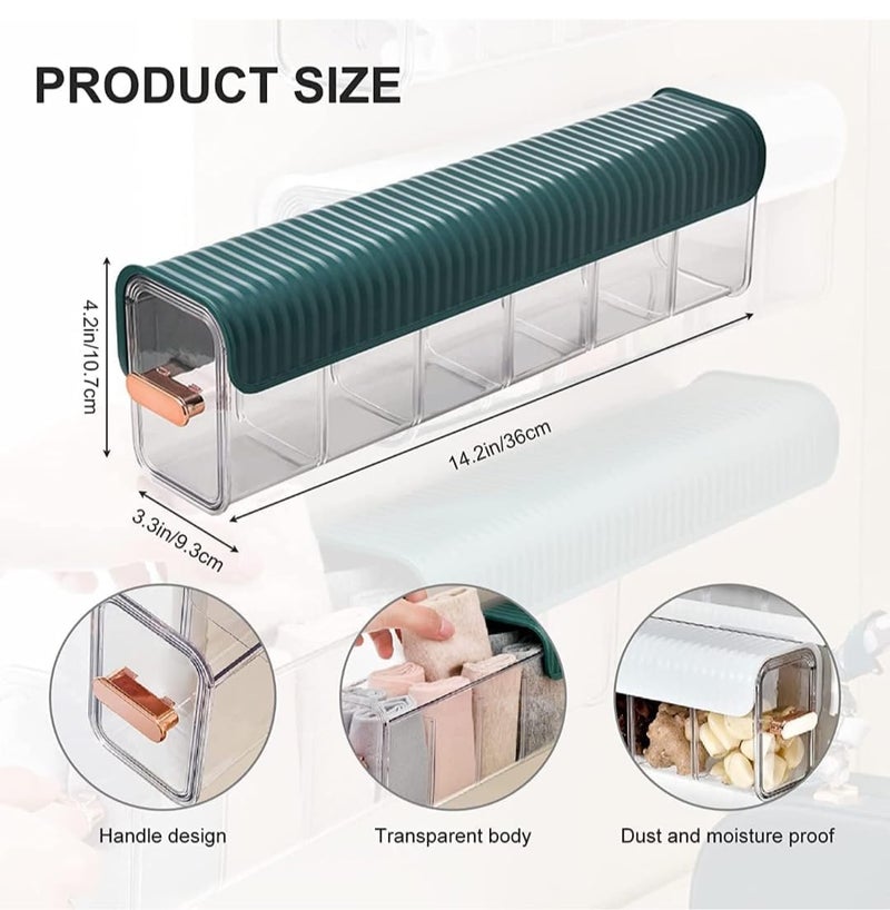 5 Slot Scoks Rack Wall Mounted Socks Storage Box 6 Cell New Clear Transparent Storage Box MultiFunctional Plastic Storage Rack for Clothes Socks Ties Data Cable Pack of 2  - Image 5