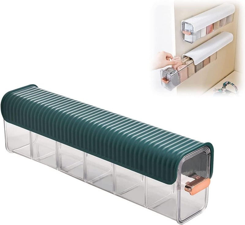5 Slot Scoks Rack Wall Mounted Socks Storage Box 6 Cell New Clear Transparent Storage Box MultiFunctional Plastic Storage Rack for Clothes Socks Ties Data Cable Pack of 2  - Image 1