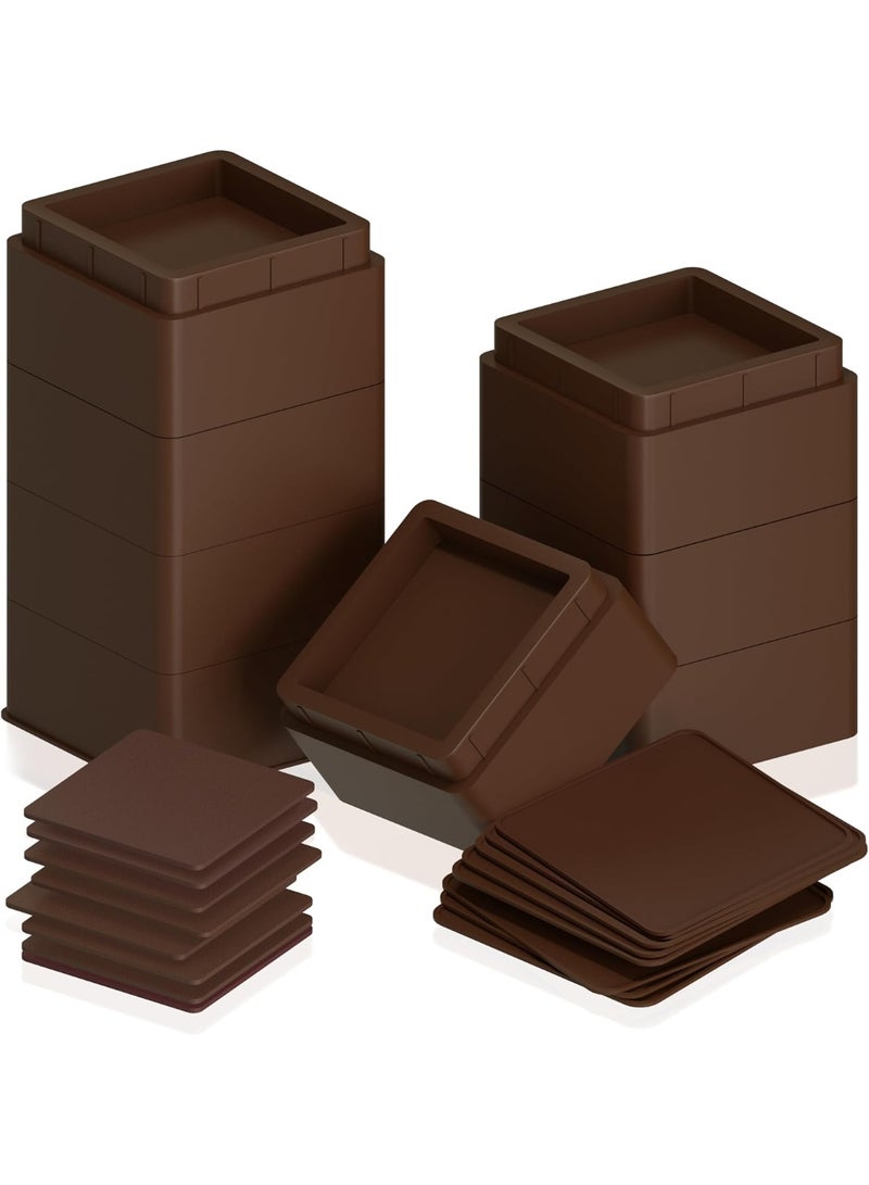 Utopia Bedding Pack of 8 Bed Risers 2 Inch - Furniture Risers with Durable Plastic, Anti Slip Foam & Rubber Pad - Stackable Bed Risers Heavy Duty for Sofa, Bed, Table, Couch & Chair (Brown) - Image 1