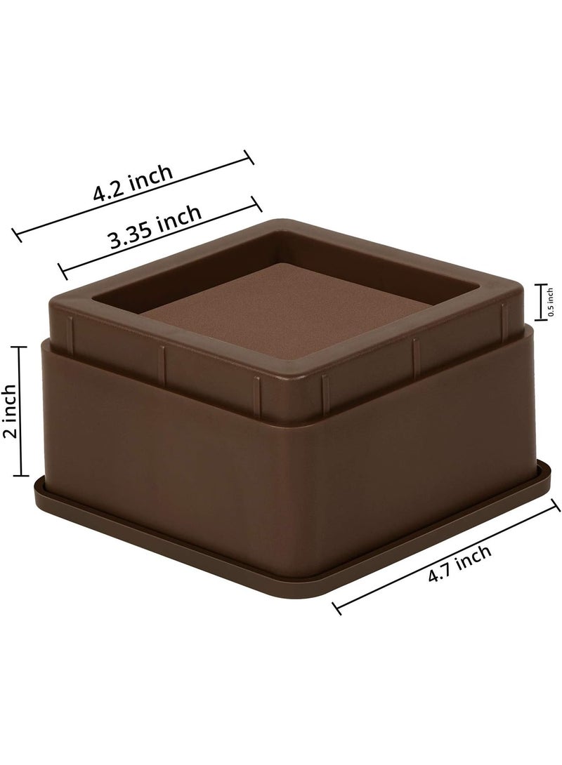 Utopia Bedding Pack of 8 Bed Risers 2 Inch - Furniture Risers with Durable Plastic, Anti Slip Foam & Rubber Pad - Stackable Bed Risers Heavy Duty for Sofa, Bed, Table, Couch & Chair (Brown) - Image 2