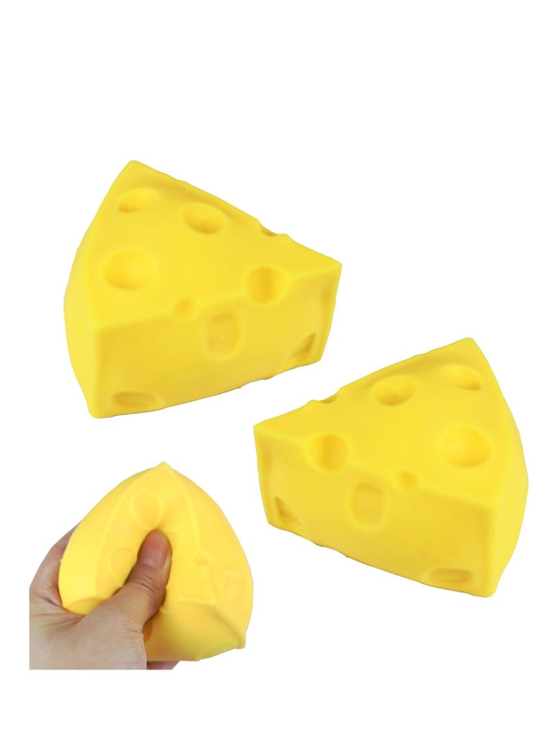 GUDOO 2 Pcs Cheese Squishy Cheese Stress Ball Squeezing Stress Relief Toy for Birthday Gifts, Partied, Decoration - Image 1