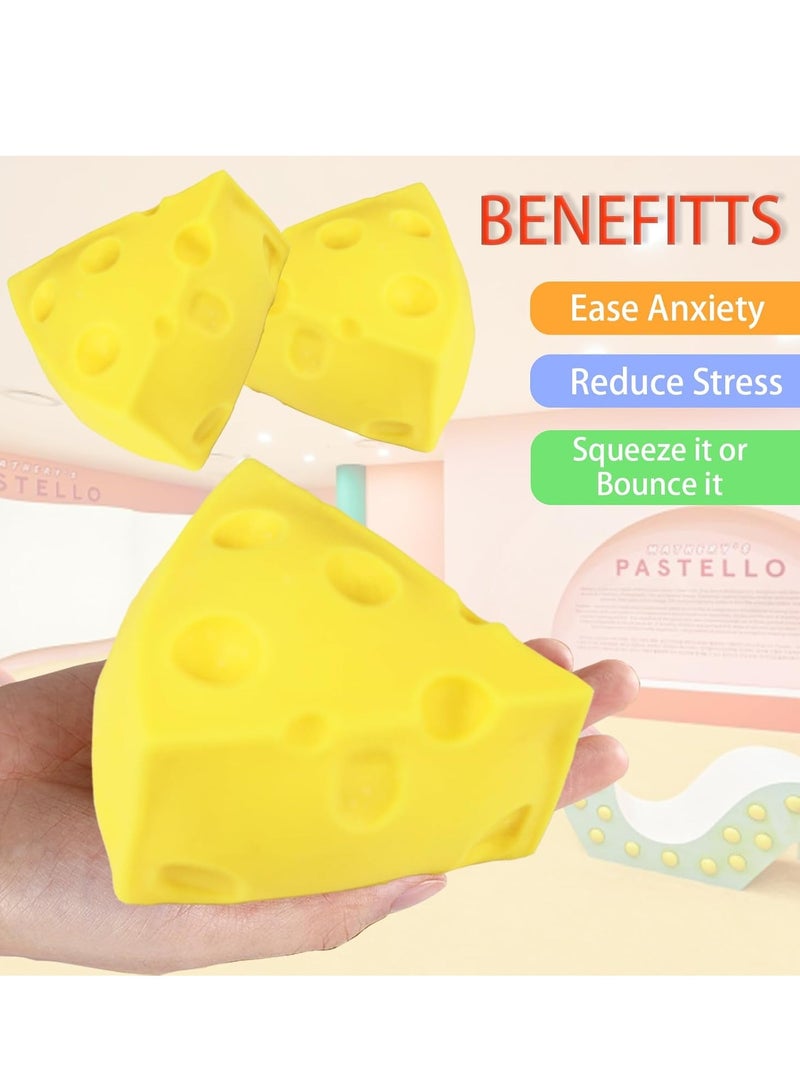 GUDOO 2 Pcs Cheese Squishy Cheese Stress Ball Squeezing Stress Relief Toy for Birthday Gifts, Partied, Decoration - Image 3
