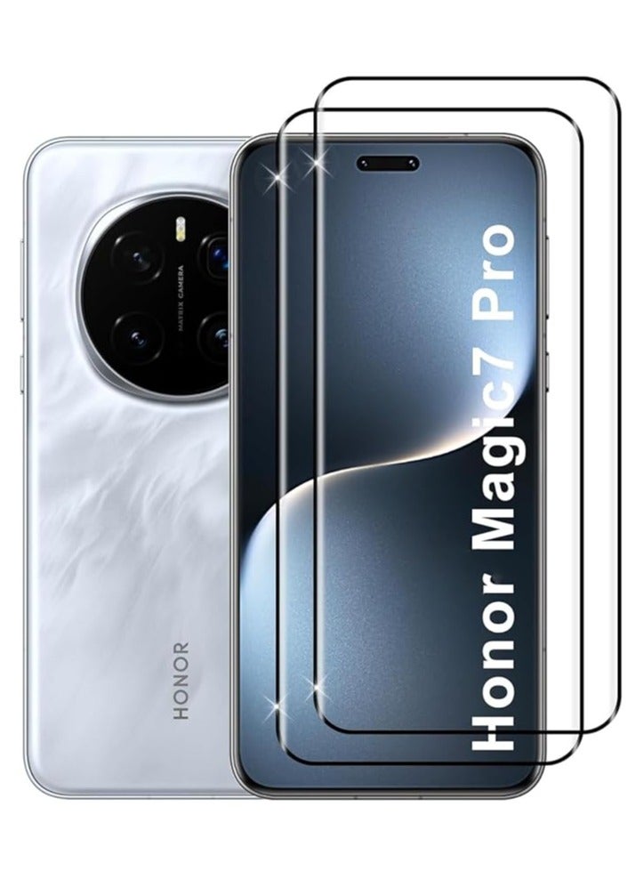 【2 Pack】 Honor Magic 7 Pro 5G Tempered Glass Screen Protector 9H Hardness HD Full Coverage Transparent Anti-scratch No Bubbles Anti-fingerprints - Image 1