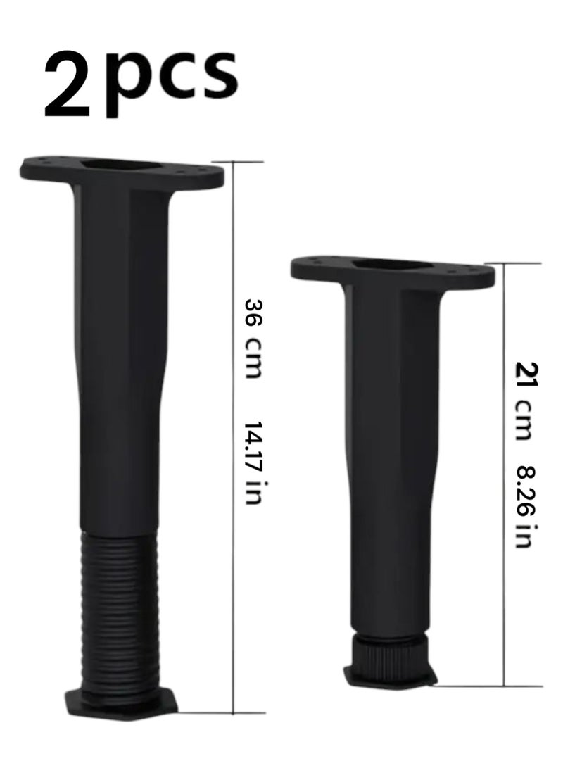 Generic 2 Pieces Of Support Legs For Bed Or Sofa And Other Pieces Of Furniture Adjustable Legs With A Base You Turn To Control The Right Height For You Starting From A Height Of 21 CM Up To aA Maximum Height Of 36 CM Please Check The Height The Length Of The Appropriate Height For You Before Buying And You Can Install It With Screws Attached With It 8 Screws The Legs Are Suitable For Supporting Several Pieces Of Furniture Such As Wood And Metal Bed TV Cabinets Wardrobes Sofa Sofa Or Bedside Table Or The Dressing Table And Other Furniture Legs Of Plastic Bodybuilding Heavy Duty Do Not Scratch The Floors  - Image 1