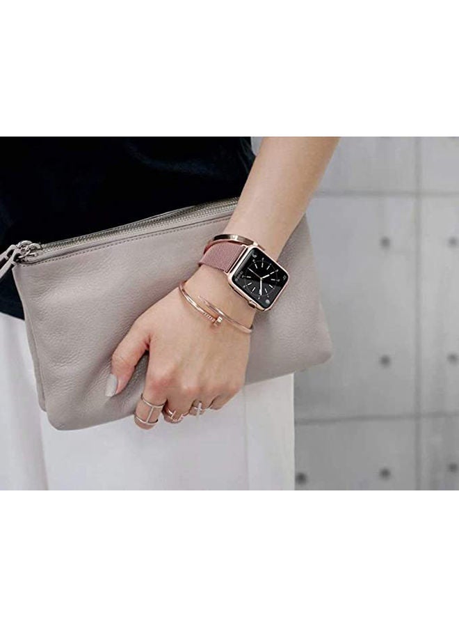 NIBEMINENT Magnetic Milanese Loop Replacemnt Band For Apple Watch Pink - Image 5