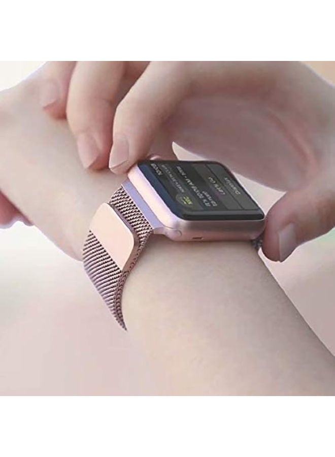 NIBEMINENT Magnetic Milanese Loop Replacemnt Band For Apple Watch Pink - Image 4