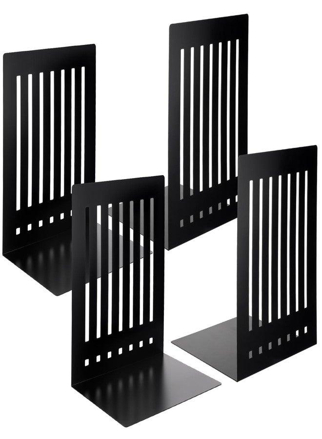 YooNotee 4 Pcs 10 Inch Heavy Duty Bookends Non-Skid Base Large Heavy Duty Book Ends Stopper for Office Books Vinyl Records Shelves Binders (Black) - Image 1