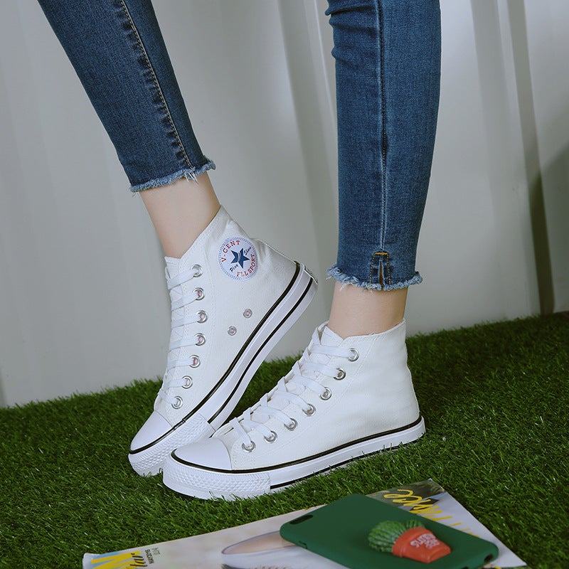 Korean Casual Couple Sneakers White Black Edge 