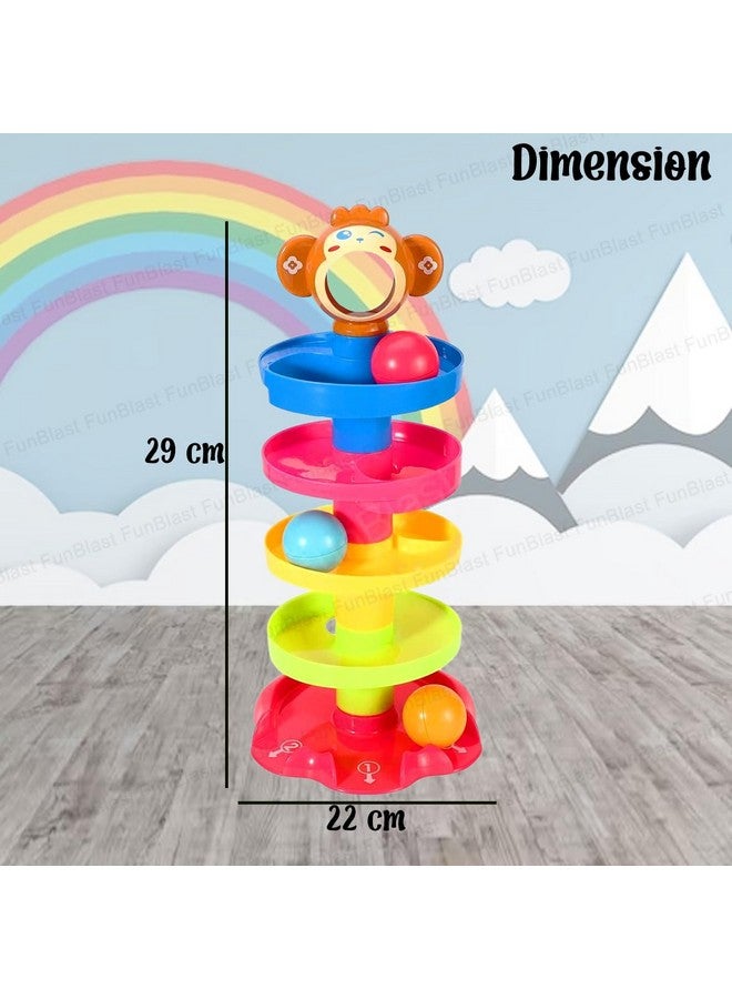 فنبلاست برج الدوران FunBlast Roll Swirling للألعاب التعليمية للأطفال والصغار | مجموعة ألعاب Stack, Drop and Go Ball Ramp تتضمن 3 كرات نشاط دوارة - متعددة الألوان - Image 2
