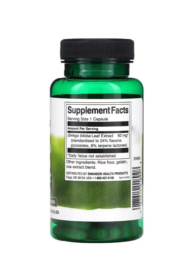 SWANSON Ginkgo Biloba Extract 60 mg 120 Capsules - Image 2