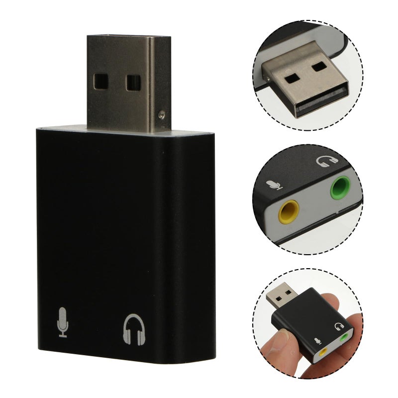 كرت الصوت الخارجي من سبائك الألومنيوم بمنفذ USB مع ميكروفون ومقبس سماعات للألعاب والموسيقى - Image 5