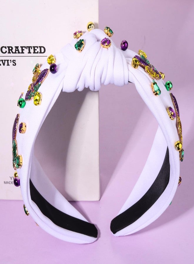 سيالكسهيني طوق رأس على شكل تاج زهرة الزنبق للنساء من ماردي غرا - عقدة علوية مرصعة باللؤلؤ وأحجار الراين الأرجوانية - إكسسوارات الكرنفال وهدايا حفلات العرض (زهرة الزنبق 2 - أبيض) - Image 3