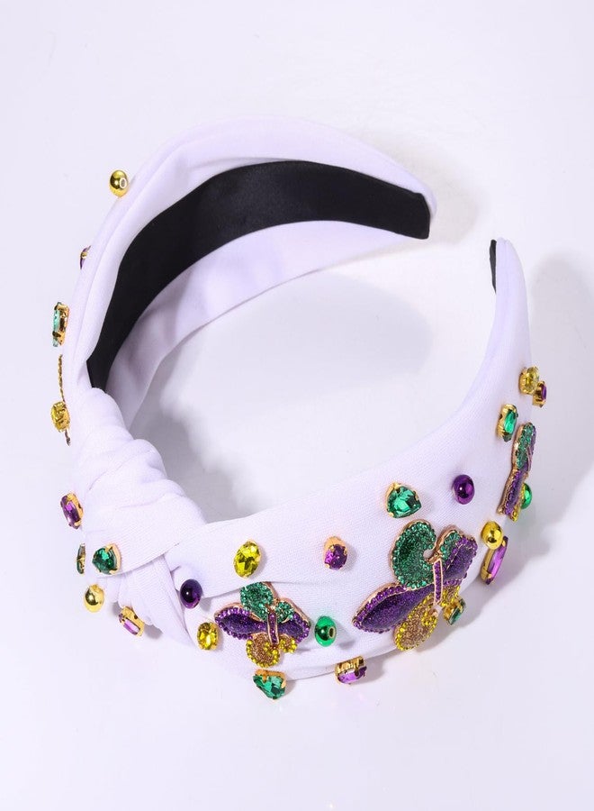 سيالكسهيني طوق رأس على شكل تاج زهرة الزنبق للنساء من ماردي غرا - عقدة علوية مرصعة باللؤلؤ وأحجار الراين الأرجوانية - إكسسوارات الكرنفال وهدايا حفلات العرض (زهرة الزنبق 2 - أبيض) - Image 2