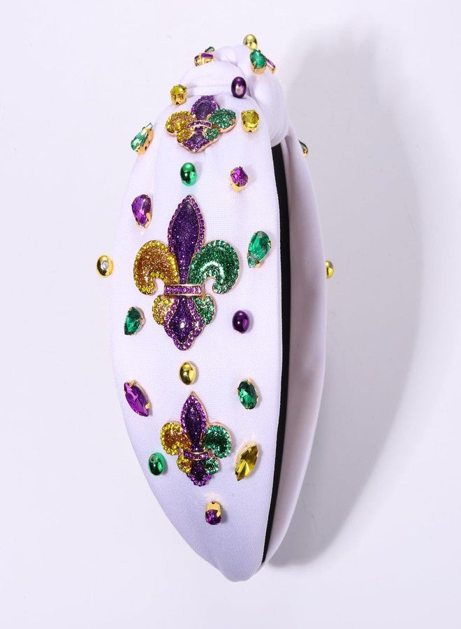 سيالكسهيني طوق رأس على شكل تاج زهرة الزنبق للنساء من ماردي غرا - عقدة علوية مرصعة باللؤلؤ وأحجار الراين الأرجوانية - إكسسوارات الكرنفال وهدايا حفلات العرض (زهرة الزنبق 2 - أبيض) - Image 5