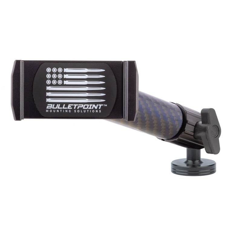 Bulletpoint Dash Mount Cell Phone Holder Jeep Compatible Wrangler (2007-2010 JK and 1997-2006 TJ) with 20mm Ball Mount for iPhone and Android Smartphone â€“ Features Heavy Duty Carbon Fiber Kevlar Arm - Image 1