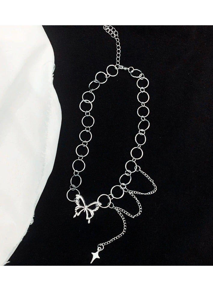 Goolsky قلادة تشوكر على شكل فراشة - أسلوب بارد بسيط، مجوهرات عصرية مستوحاة من إنستغرام للنساء، فولاذ تيتانيوم غير متلاشي، للارتداء اليومي/الحفلات/الملابس العادية - Image 4