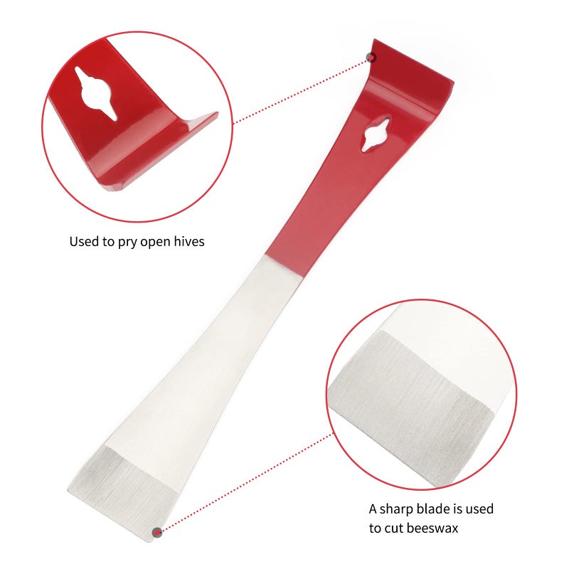 KINGLAKE KINGLAKE Steel Hive Tool The Best Paint Scraping Tool Bee Hive Frame Lifter and Scraper for Beekeepers 9 Inch  - Image 3