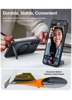 TORRAS Strong Magnetic & Seamless Stand for Samsung Galaxy S25 Plus Case, Fit for MagSafe, Mil-Grade Drop Protection, Adjustable Kickstand for Samsung Galaxy S25 Plus Case, Slim Translucent Black  - Image 4