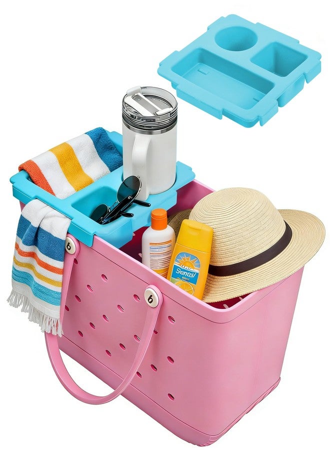 DGLOZE Organizer Tray Top for Bogg Bags – Cup Holder & Storage Lid Compatible with Bogg Bag XL – Fit for Stanley 30 oz 40 oz Cup - Outdoor Beach Bag Top Insert – Easy to Clean (Sky Blue) - Image 1