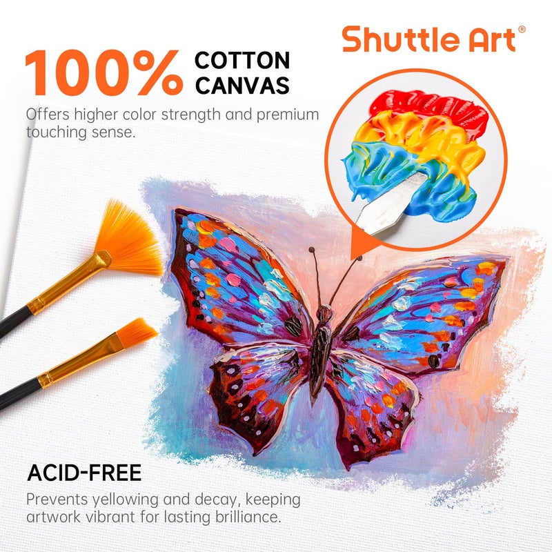 Shuttle Art 36 Pack Canvas for Painting, 5x7 & 8x10 Inch(18 of Each), Primed, 100% Cotton Blank Canvas Boards for Painting, Ideal Art Supplies for Kids Adults Artists Acrylic Oil Painting - Image 3