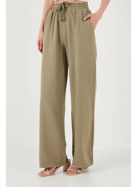 ليلا Cotton Relaxed Fit High Waist Wide Leg Pants Women's Trousers 668YP5118