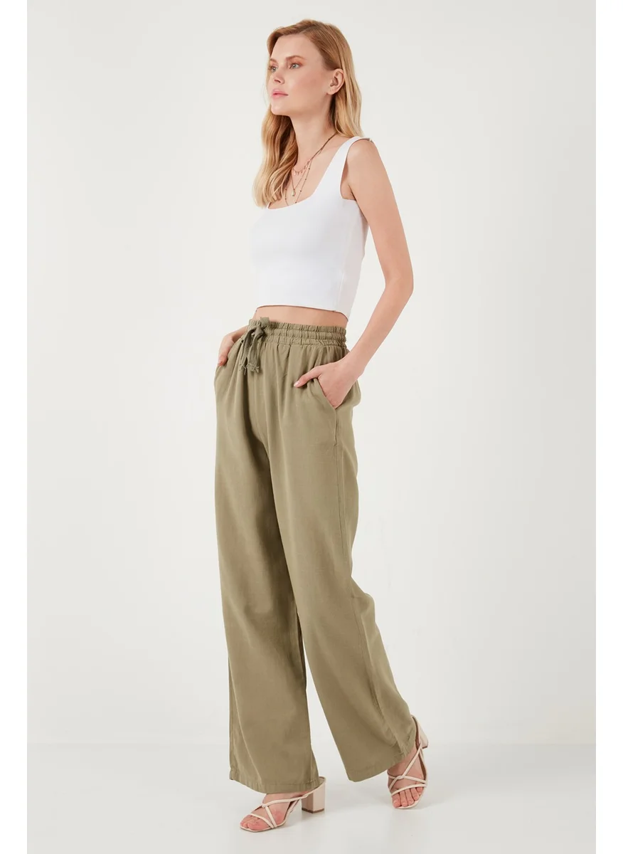 Lela Cotton Relaxed Fit High Waist Wide Leg Pants Women's Trousers 668YP5118