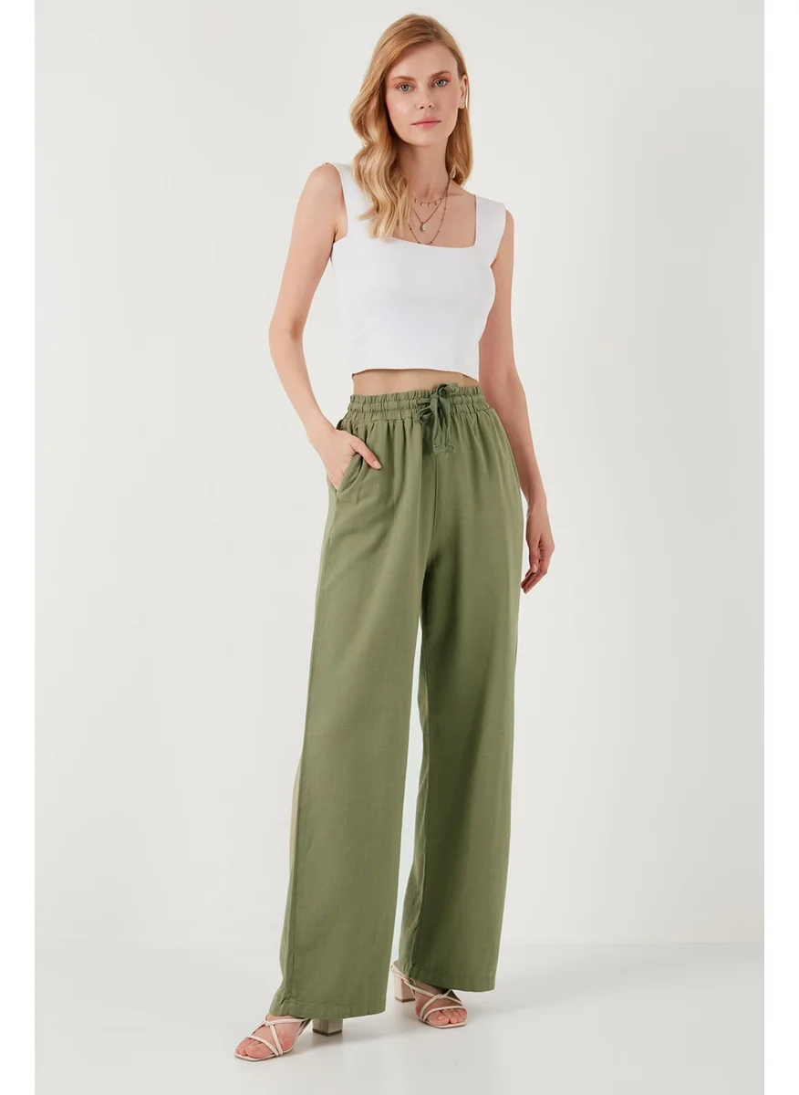 ليلا Cotton Relaxed Fit High Waist Wide Leg Pants Women's Trousers 668YP5118