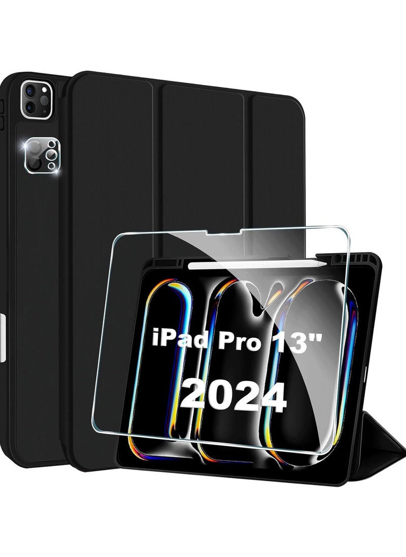 General Case for iPad Pro  2024, Soft TPU Silicone Scratch and Drop Resistant with Pencil Holder (Case + Screen Protector + Camera Lens Protector)  - Image 1