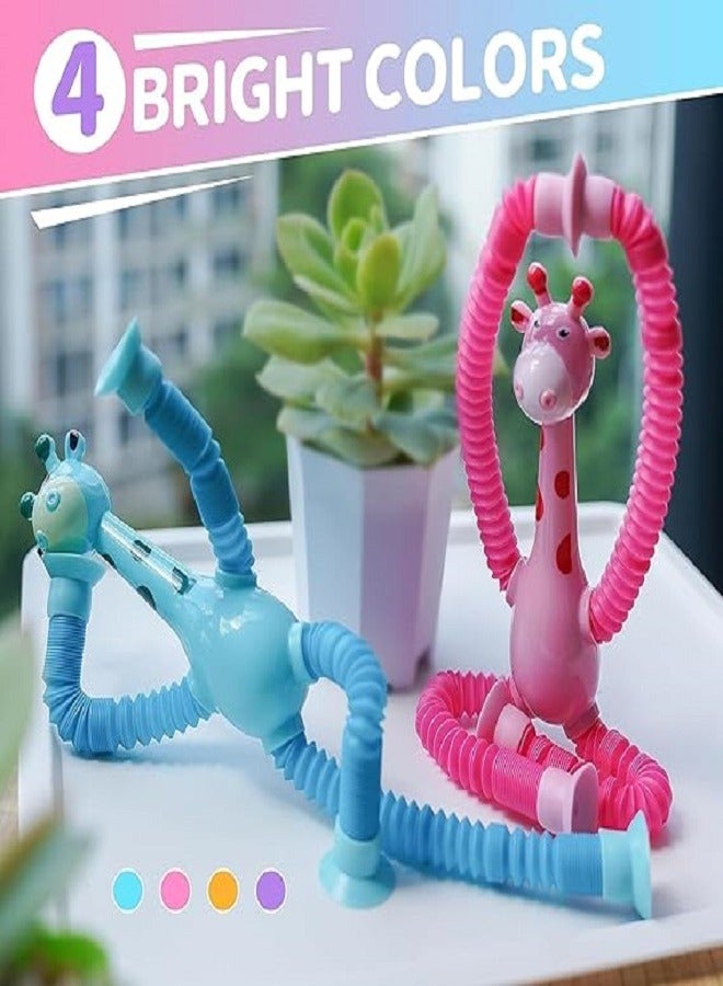 Pack of 4 Telescopic Suction Cup Giraffe Toy, Telescopic Giraffe Toy with Suction Cup, Sensory Toy, Baby Funny Educational Stress Relief Toy for Children and Adults - Image 2