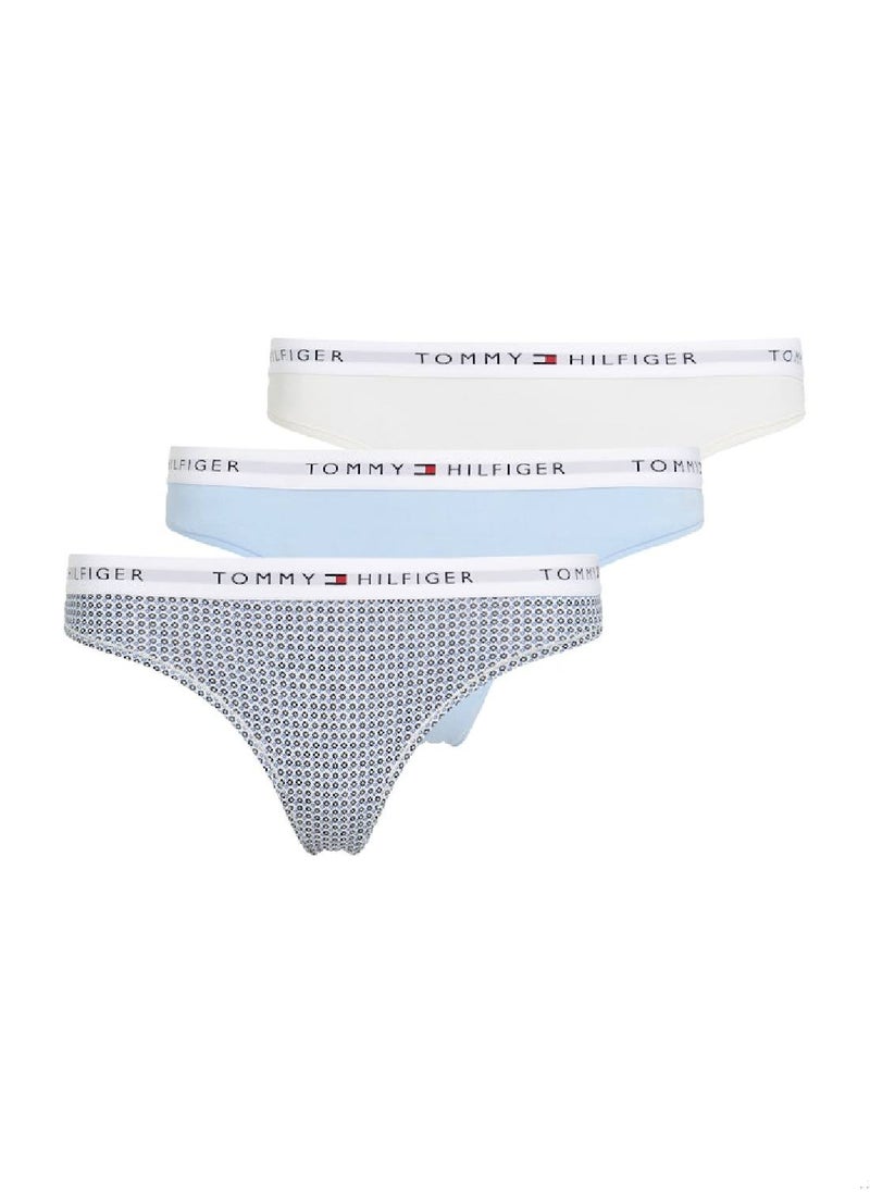 TOMMY HILFIGER Women's 3 Pack Thongs - Cotton, Multicolour  - Image 1