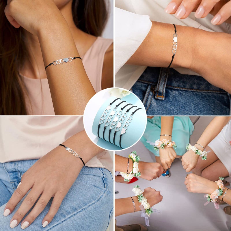 UNGENT THEM 5 Sisters Gifts from Sister Bracelets Matching Heart Friendship Women Friends - Image 2