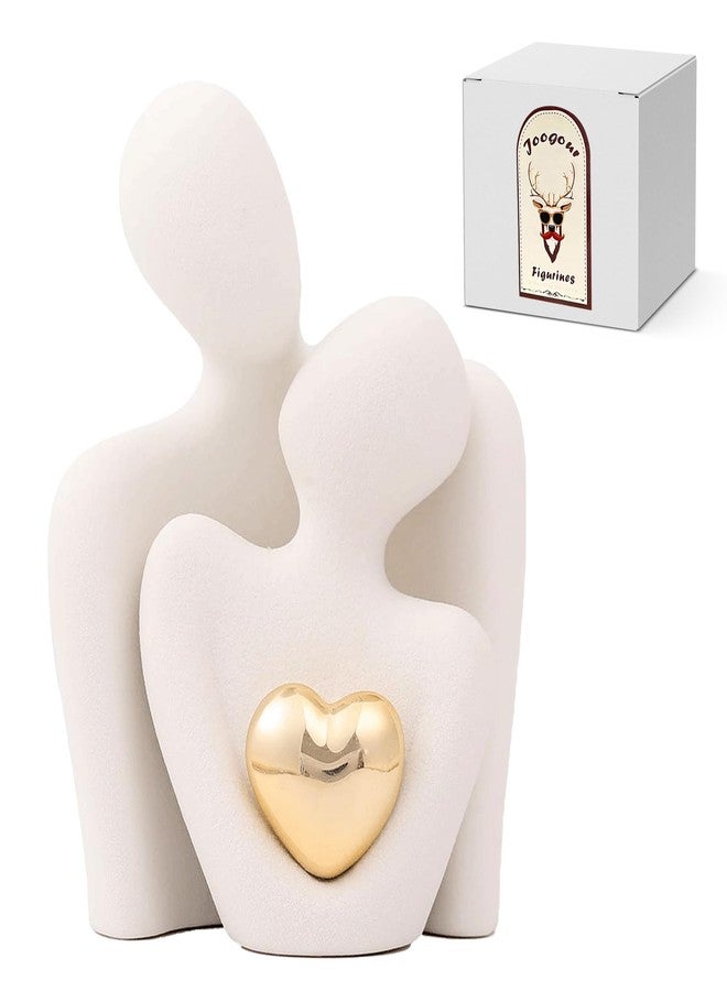 Joogour Mini Couple Ceramic Statue - Tv Stand Decor, Bedroom Decor, Unique Couple Gifts for Her - Romantic Gifts (White, 4.72in) - Image 1