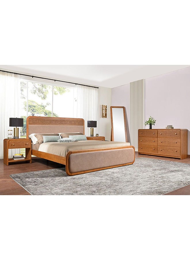 DANUBE HOME Rita Standing Mirror Durable Vanity Table Dressing Makeup Desk With Storage Modern Design Bedroom Furniture 60x2.5x180 cm Oak And Rattan  - Image 2
